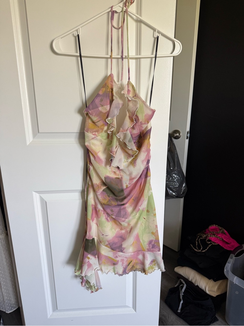 Forever 21 Pastel Floral Halter Dress in Pink, Green & Cream